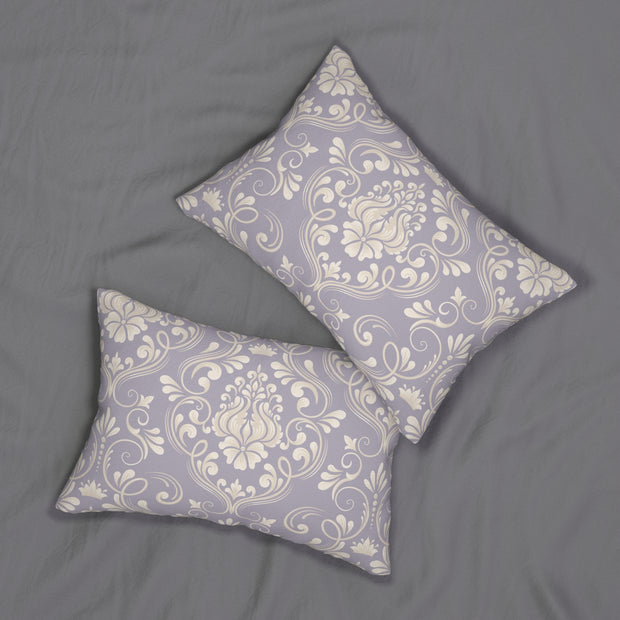 Purple Lavender Damask 14x20 Lumbar Pillow