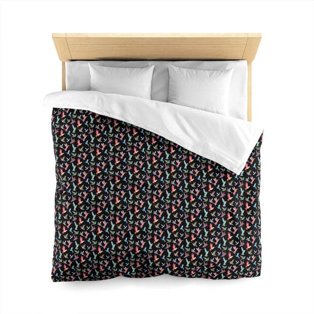 Black Hummingbird Print - Microfiber Duvet Cover