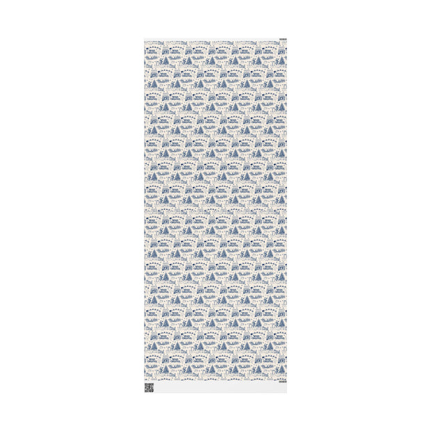 Vintage Santa Christmas Gift Wrap, Toile Twas the Night Before - Gift Wrap - Blue