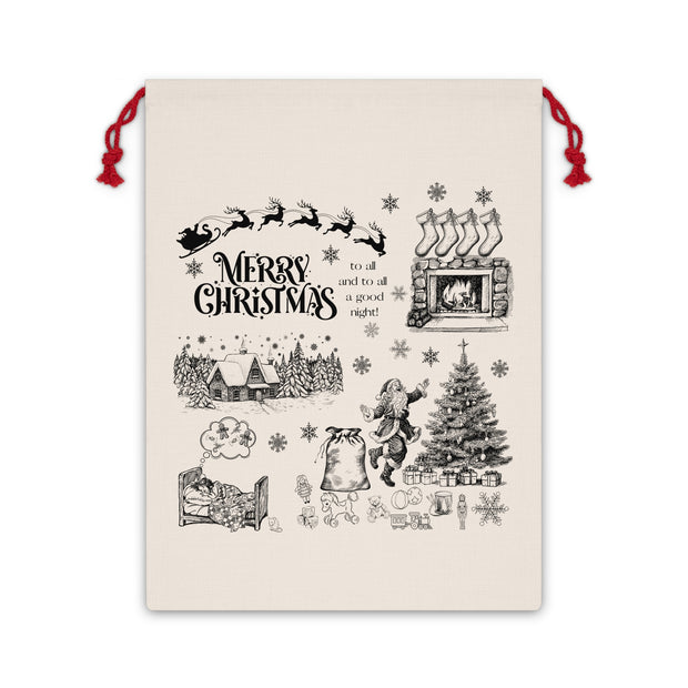 Vintage Santa Sack - Twas the Night Before Christmas - Black