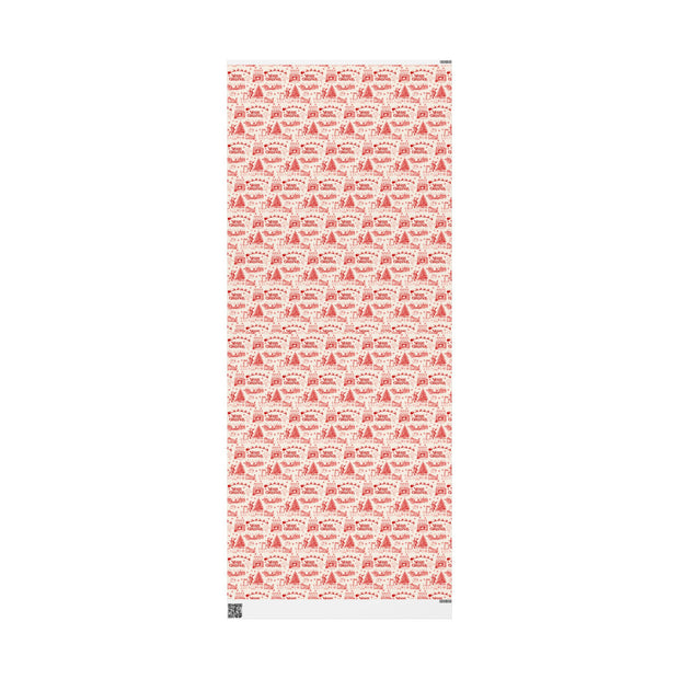 Vintage Santa Christmas Gift Wrap, Toile Twas the Night Before - Gift Wrap - Red