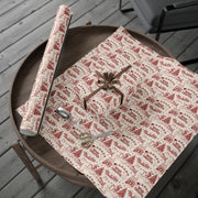 Vintage Santa Christmas Gift Wrap, Toile Twas the Night Before - Gift Wrap - Maroon