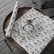 Vintage Santa Christmas Gift Wrap, Toile Twas the Night Before - Gift Wrap - Blue