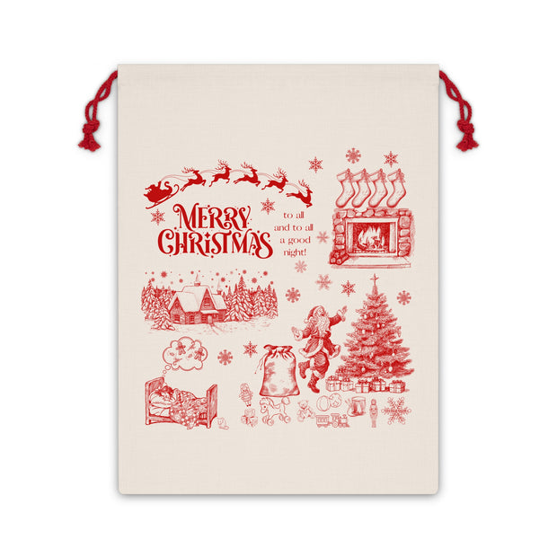 Vintage Santa Sack - Twas the Night Before Christmas - Red