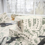 Vintage Santa Christmas Gift Wrap, Toile Twas the Night Before - Gift Wrap - Green