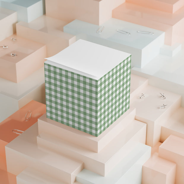 Green Check Sticky Note Cube