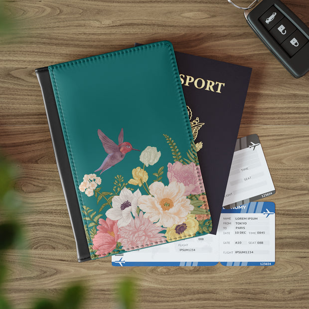 Teal Hummingbird Passport Cover
