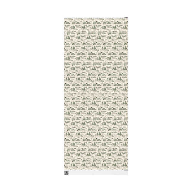 Vintage Santa Christmas Gift Wrap, Toile Twas the Night Before - Gift Wrap - Green