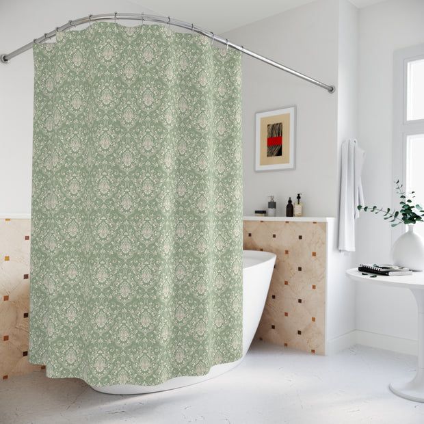 Shower Curtain - Sage Green Damask