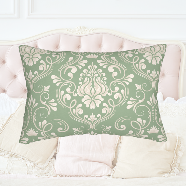 Sage Green Damask 14x20 Lumbar Pillow
