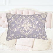 Purple Lavender Damask 14x20 Lumbar Pillow