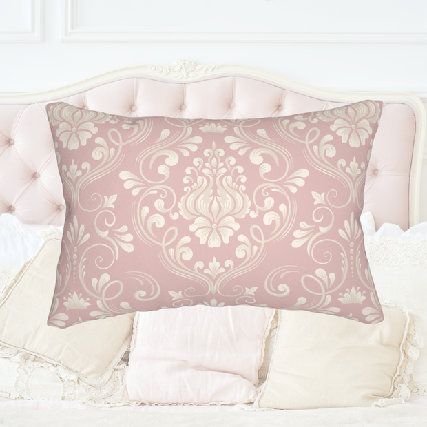 Pink Damask 14x20 Lumbar Pillow