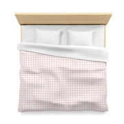Pastel Pink Check Bedding Gingham Buffalo - Microfiber Duvet Cover