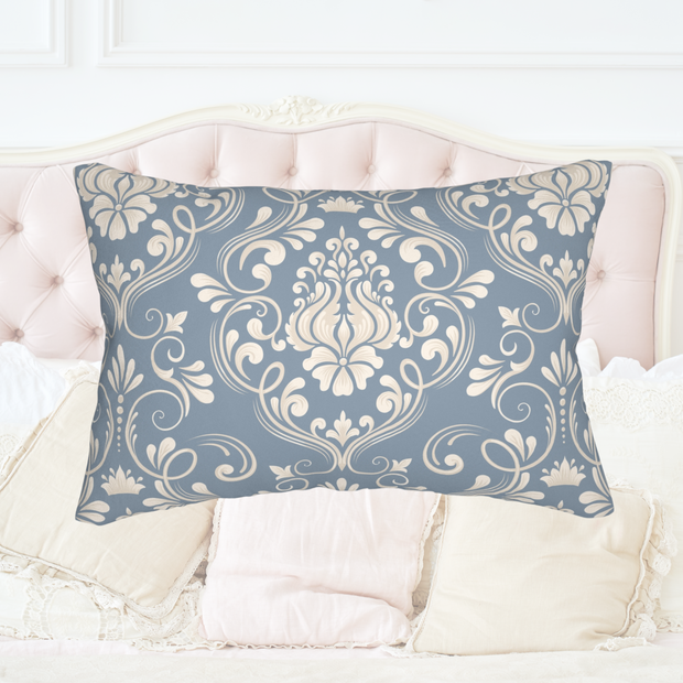 Blue Damask 14x20 Lumbar Pillow