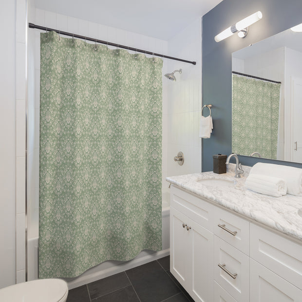 Shower Curtain - Sage Green Damask