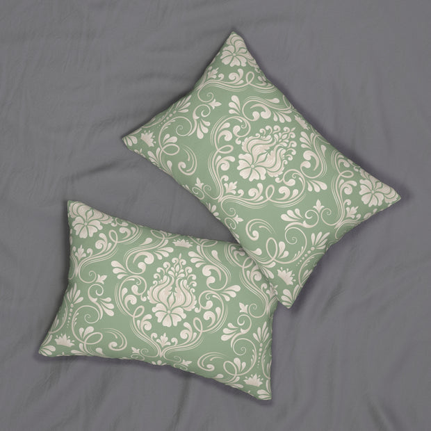Sage Green Damask 14x20 Lumbar Pillow