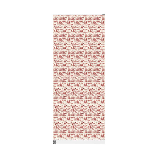 Vintage Santa Christmas Gift Wrap, Toile Twas the Night Before - Gift Wrap - Maroon