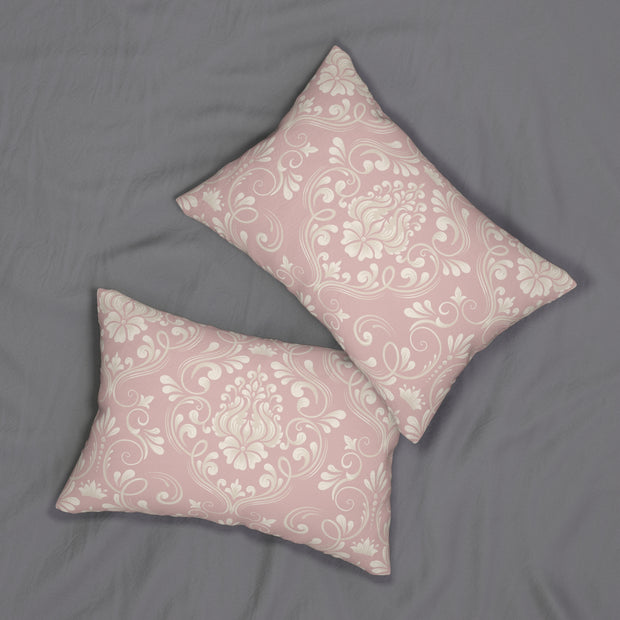 Pink Damask 14x20 Lumbar Pillow
