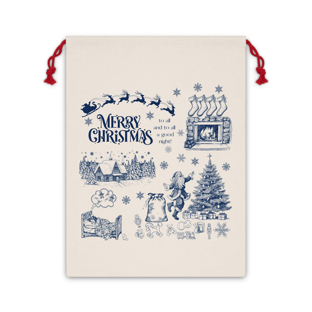 Vintage Santa Sack - Twas the Night Before Christmas - Blue