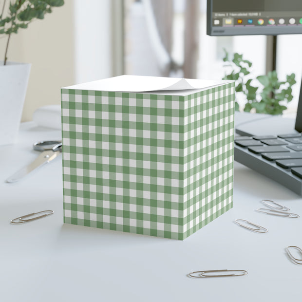 Green Check Sticky Note Cube