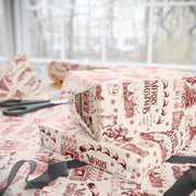 Vintage Santa Christmas Gift Wrap, Toile Twas the Night Before - Gift Wrap - Maroon