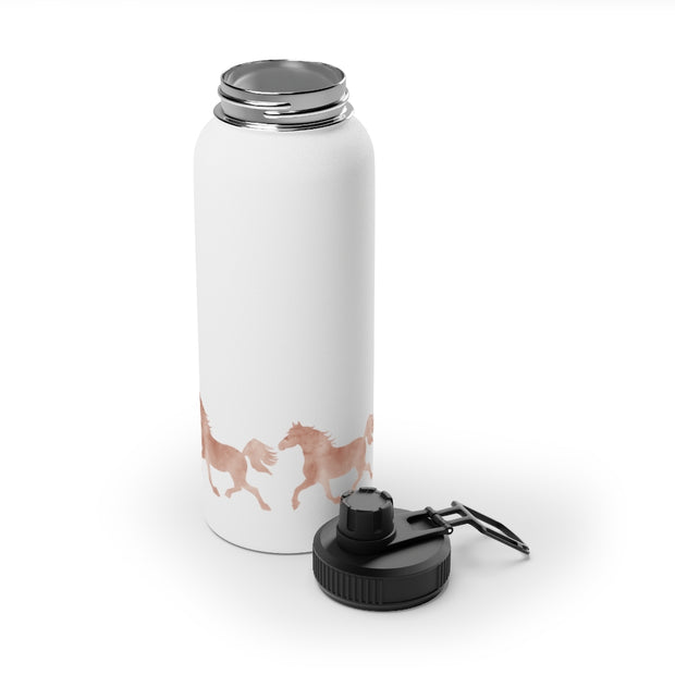 Wild Horses Watercolor Western Cowboy Stainless Steel Water Bottle, Sports Lid - LaBelleVieHome