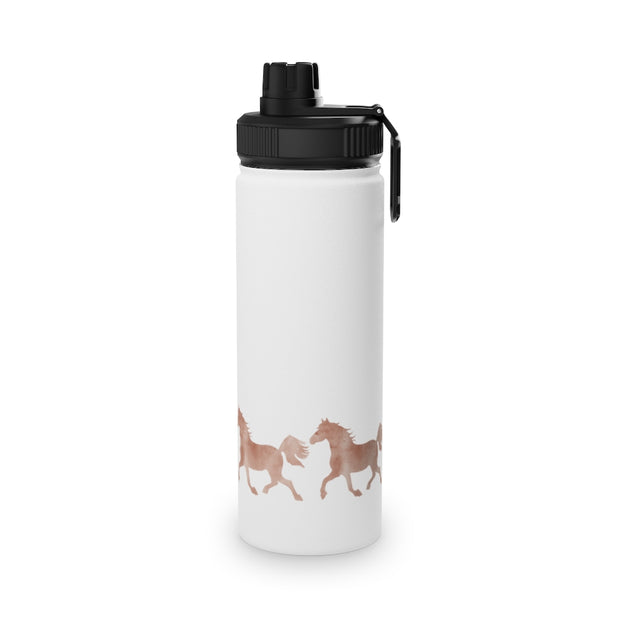 Wild Horses Watercolor Western Cowboy Stainless Steel Water Bottle, Sports Lid - LaBelleVieHome