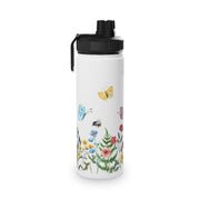 Blooms Bees Butterflies Stainless Steel Water Bottle, Sports Lid - LaBelleVieHome