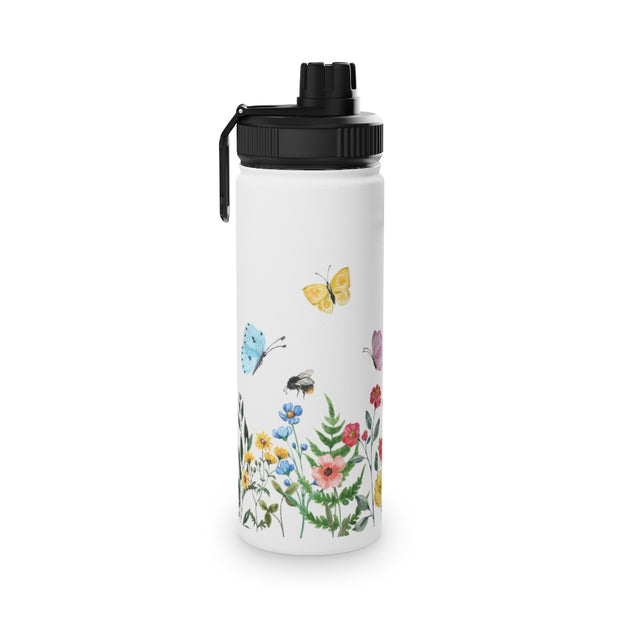 Blooms Bees Butterflies Stainless Steel Water Bottle, Sports Lid - LaBelleVieHome