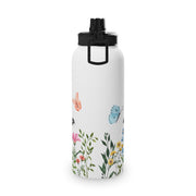 Blooms Bees Butterflies Stainless Steel Water Bottle, Sports Lid - LaBelleVieHome