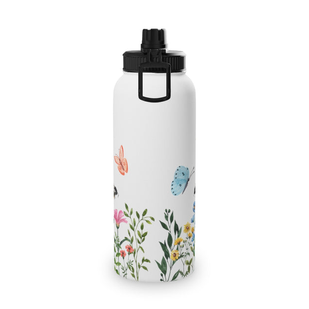 Blooms Bees Butterflies Stainless Steel Water Bottle, Sports Lid - LaBelleVieHome