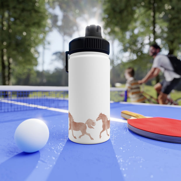 Wild Horses Watercolor Western Cowboy Stainless Steel Water Bottle, Sports Lid - LaBelleVieHome