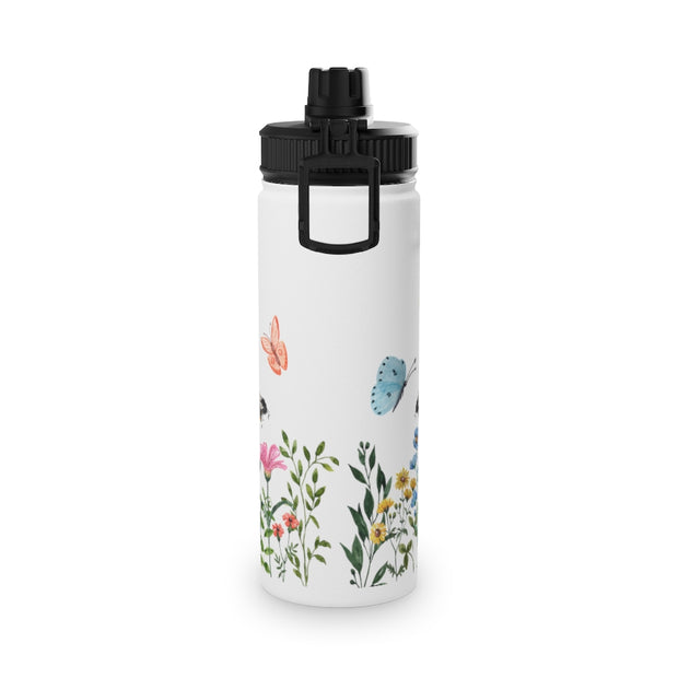Blooms Bees Butterflies Stainless Steel Water Bottle, Sports Lid - LaBelleVieHome