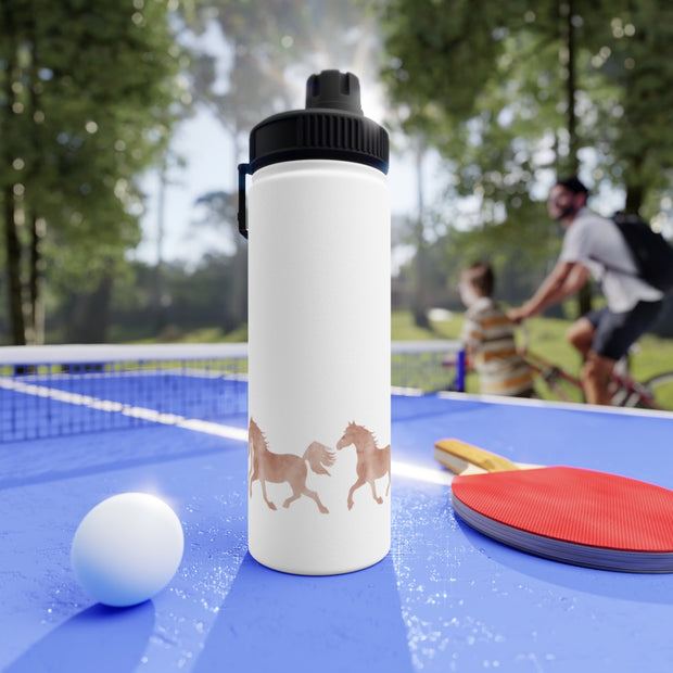 Wild Horses Watercolor Western Cowboy Stainless Steel Water Bottle, Sports Lid - LaBelleVieHome