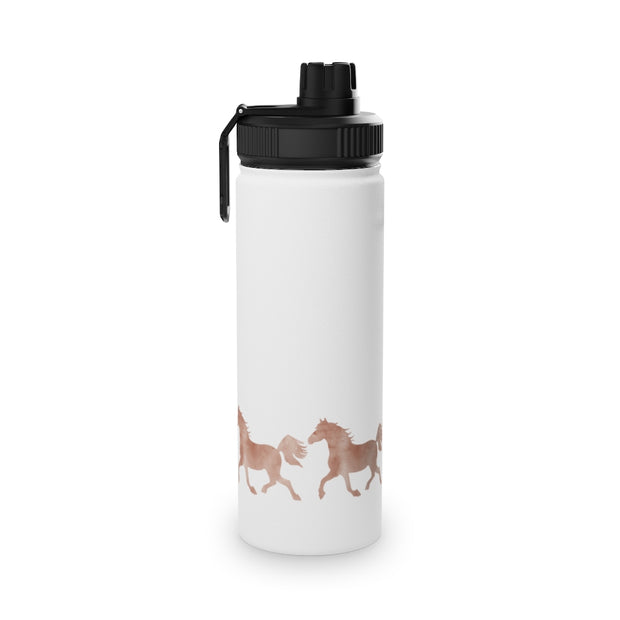Wild Horses Watercolor Western Cowboy Stainless Steel Water Bottle, Sports Lid - LaBelleVieHome