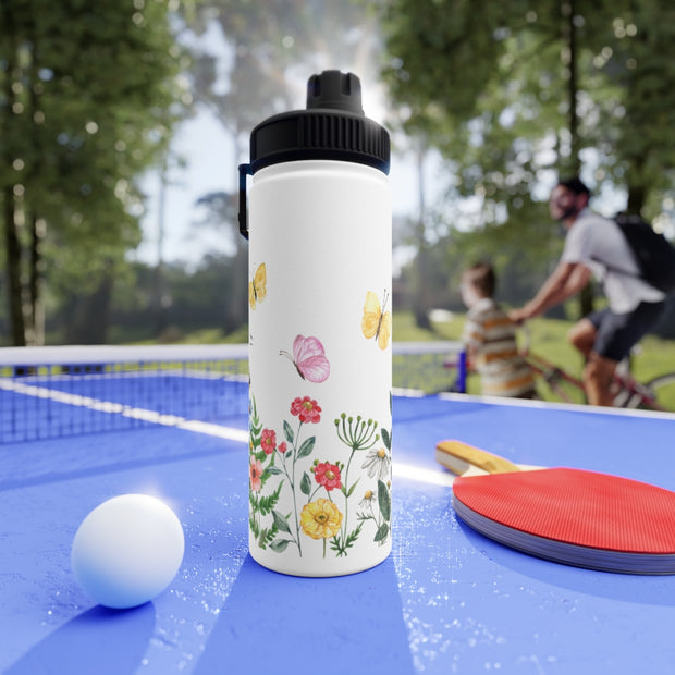 Blooms Bees Butterflies Stainless Steel Water Bottle, Sports Lid - LaBelleVieHome