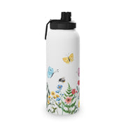 Blooms Bees Butterflies Stainless Steel Water Bottle, Sports Lid - LaBelleVieHome