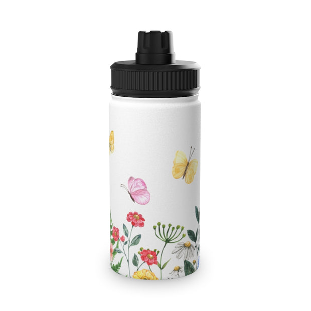 Blooms Bees Butterflies Stainless Steel Water Bottle, Sports Lid - LaBelleVieHome
